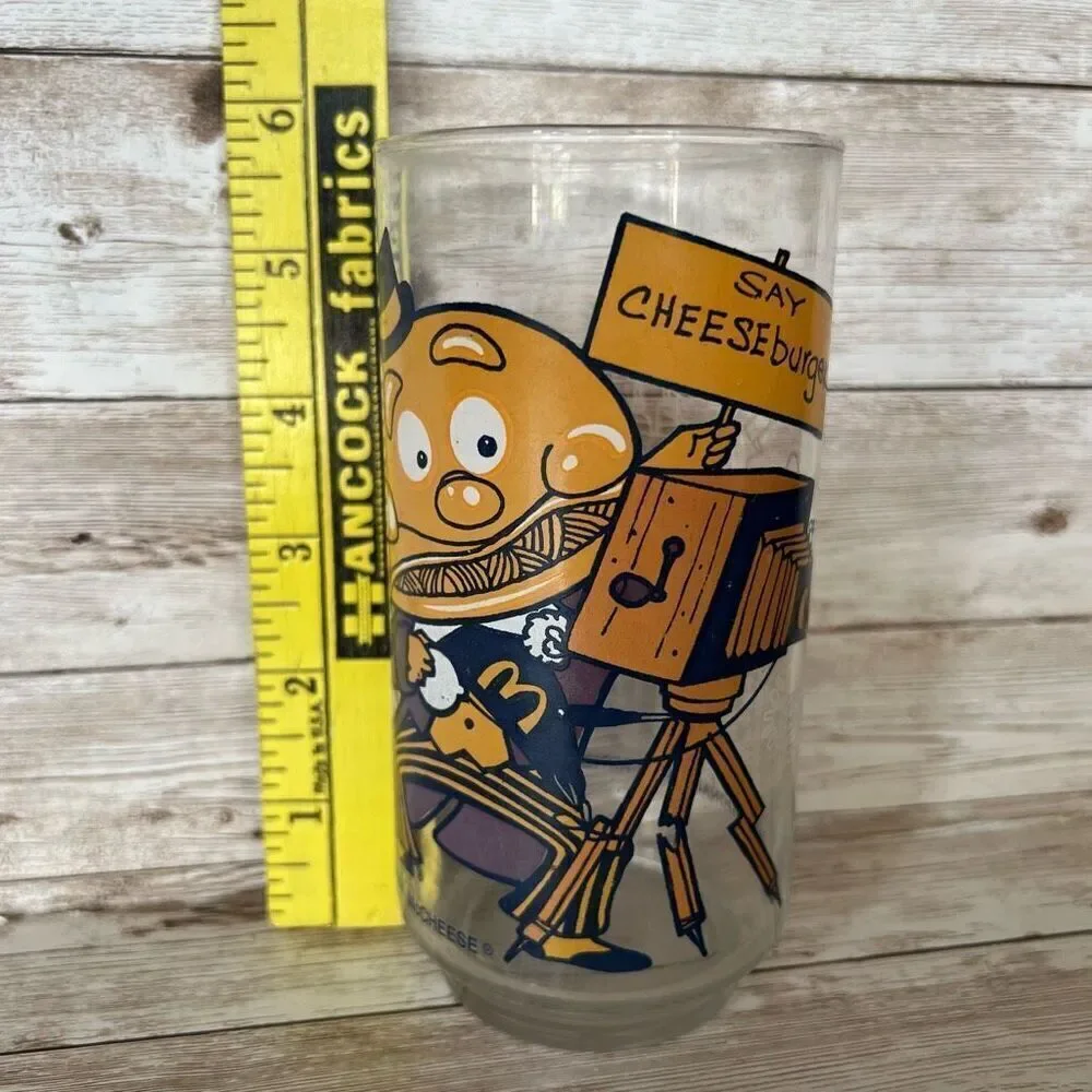 McDonald's Drinking Glass Mayor McCheese Say Cheeseburger 1977 Action Series‎